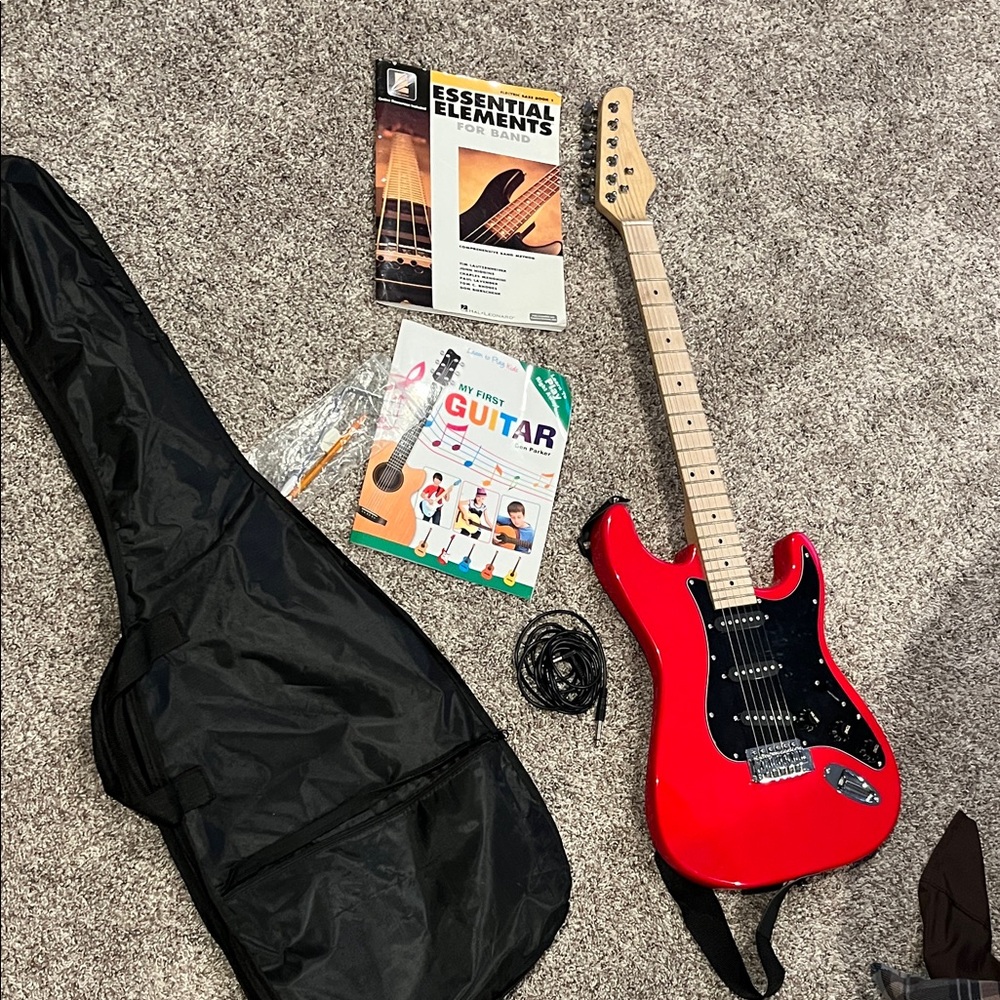 Red Electric Guitar with Accessories